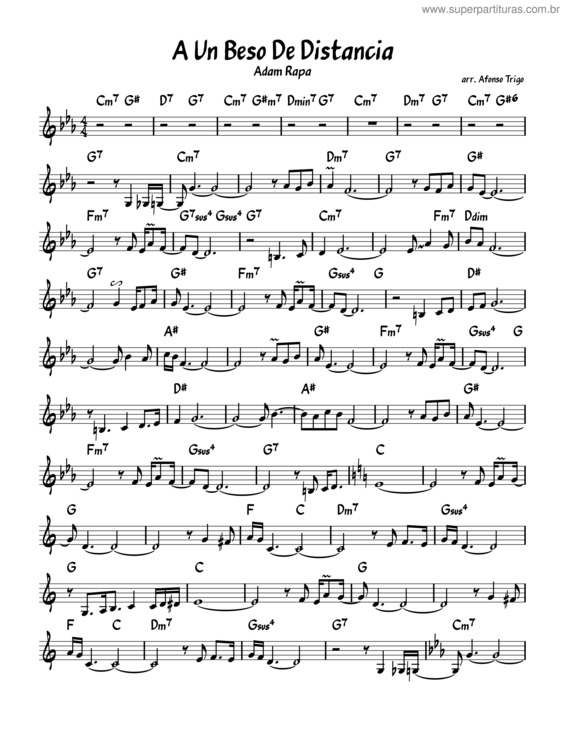 Partitura da música A Un Beso De Distancia