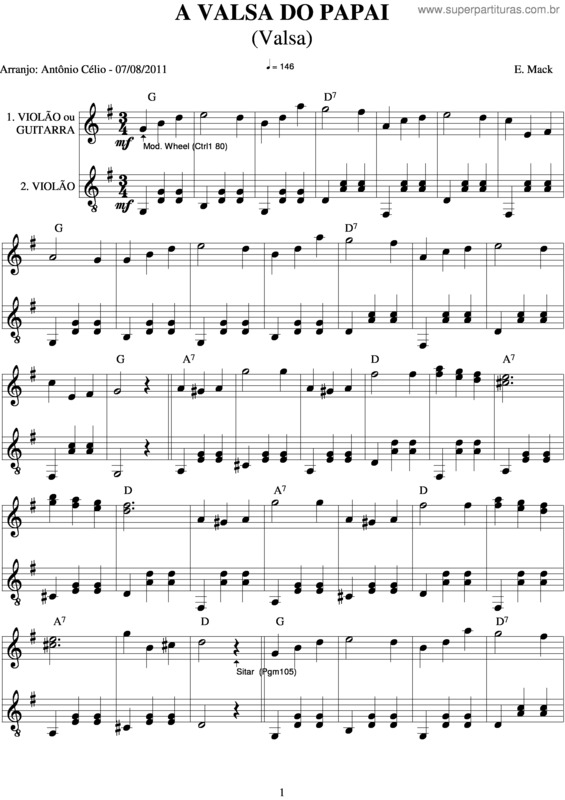 Partitura da música A Valsa Do Papai