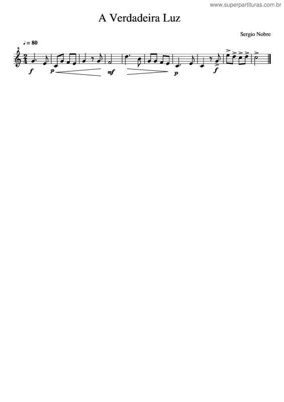 Partitura da música A Verdadeira Luz v.2