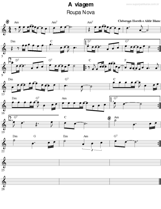 Partitura da música A Viagem 