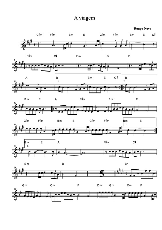 Partitura da música A Viagem v.4