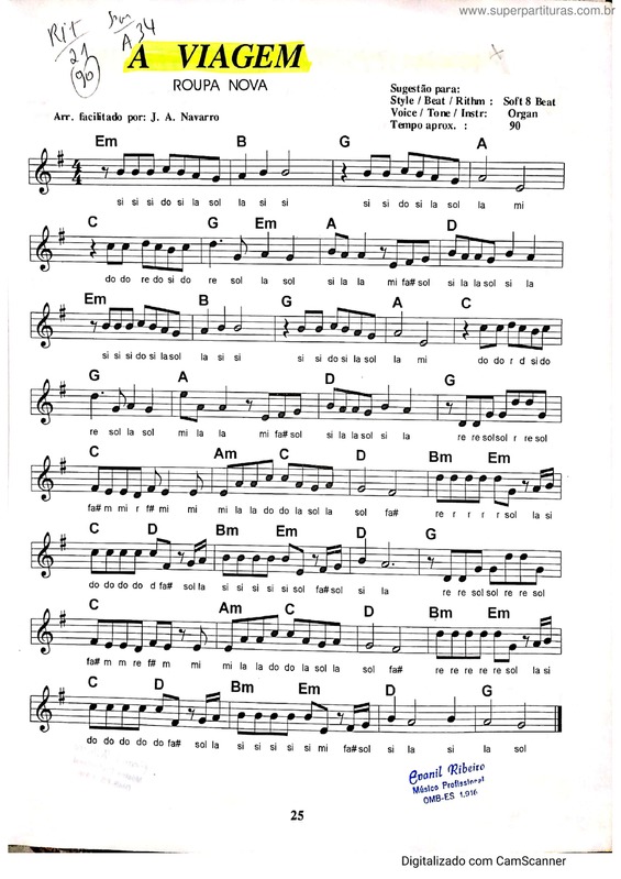 Partitura da música A Viagem v.7