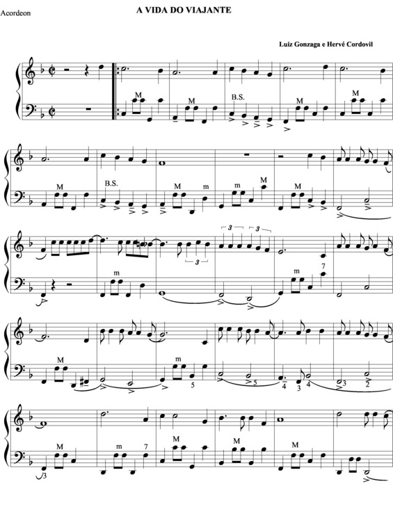 Partitura da música A Vida do Viajante v.6