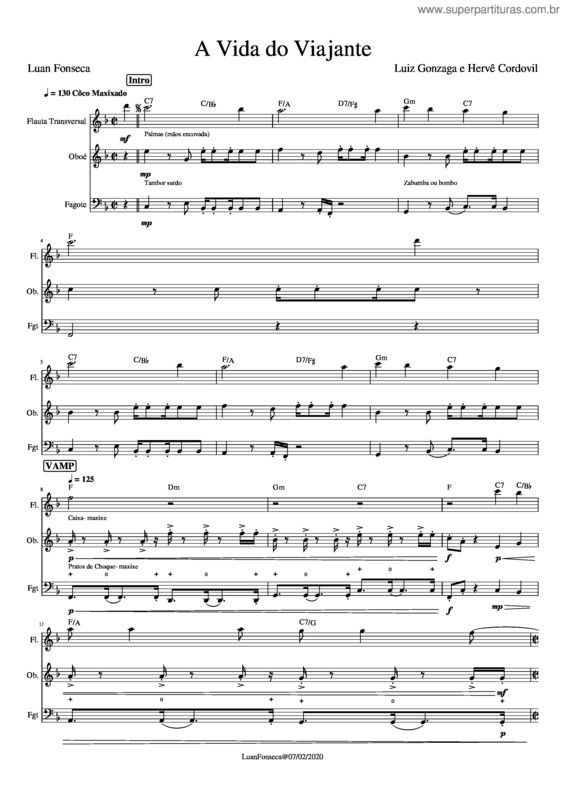 Partitura da música A Vida Do Viajante v.8