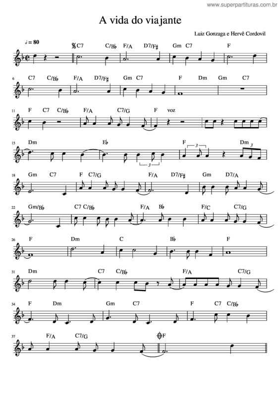Partitura da música A Vida Do Viajante v.9