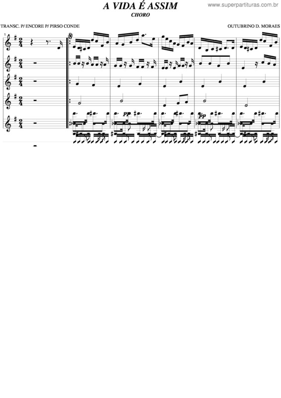 Partitura da música A Vida É Assim v.2