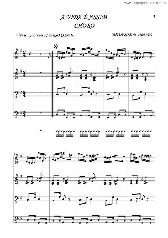 Partitura da música A Vida É Assim v.3