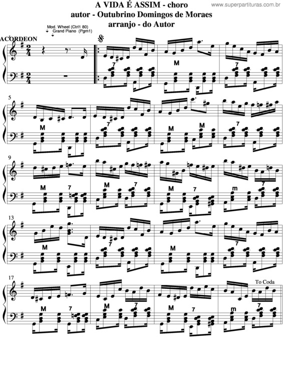 Partitura da música A Vida É Assim v.4