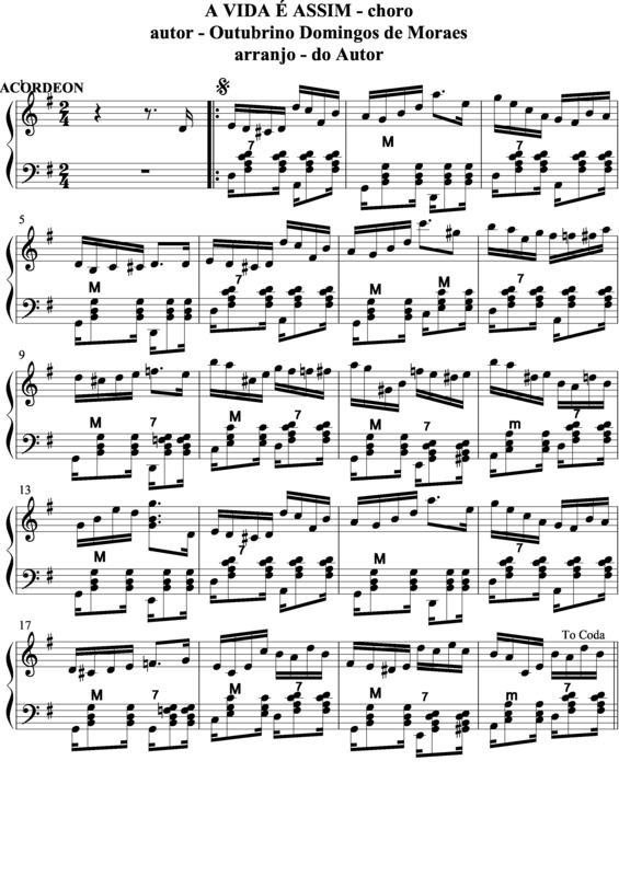 Partitura da música A Vida é Assim v.7