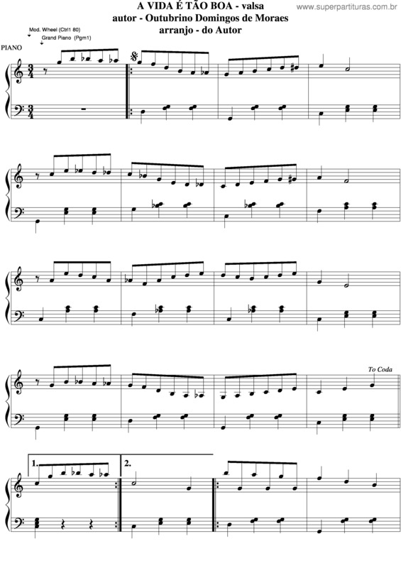 Partitura da música A Vida É Tão Boa v.4