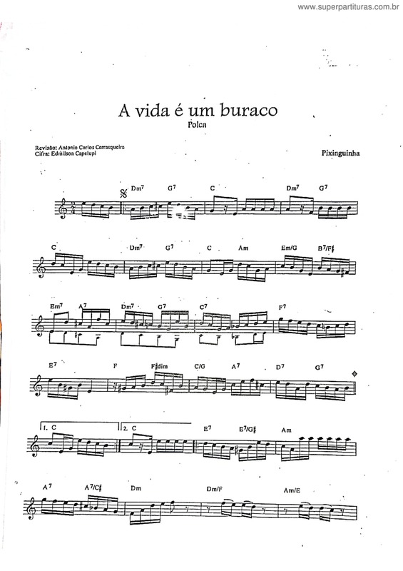 Partitura da música A Vida É Um Buraco v.7