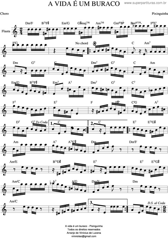 Partitura da música A Vida É Um Buraco