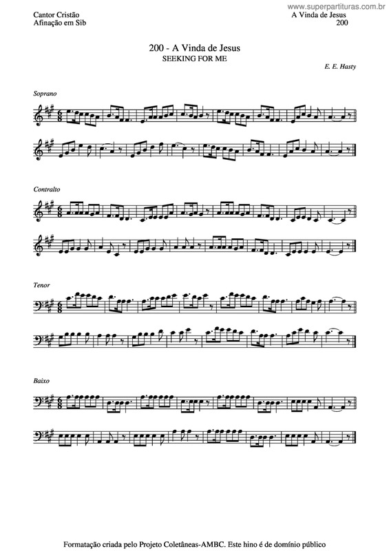 Partitura da música A Vinda De Jesus v.3