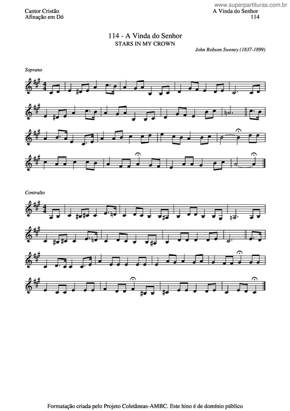 Partitura da música A Vinda Do Senhor v.2