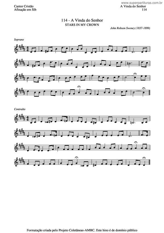 Partitura da música A Vinda Do Senhor v.3