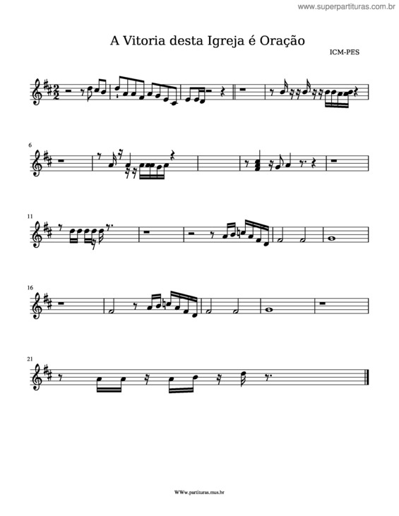Partitura da música A Vitoria Desta Igreja É Oração