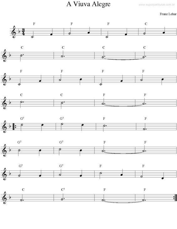 Partitura da música A Viúva Alegre