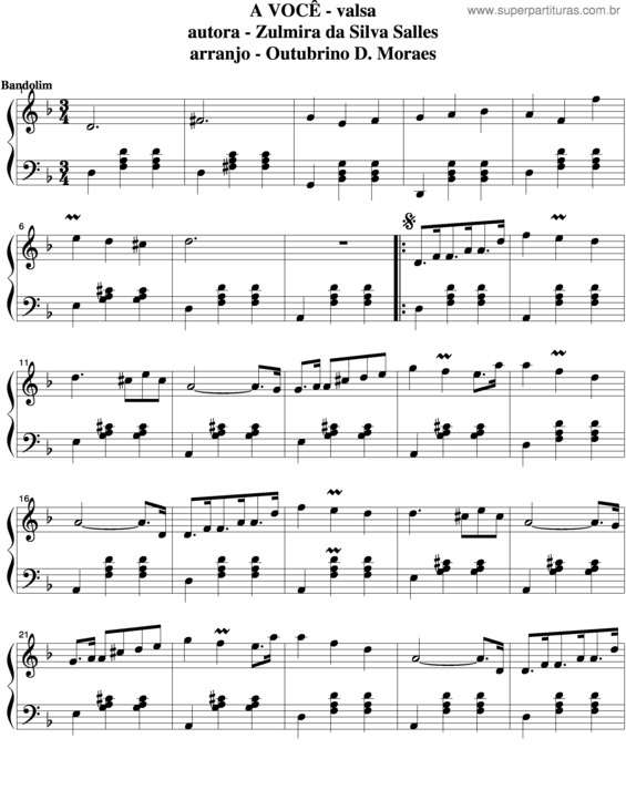 Partitura da música A Você v.10