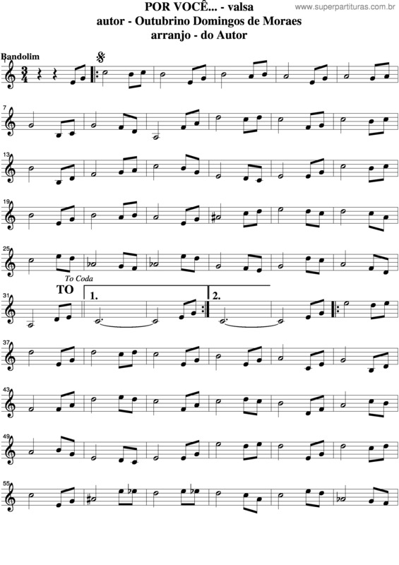 Partitura da música A Você v.13