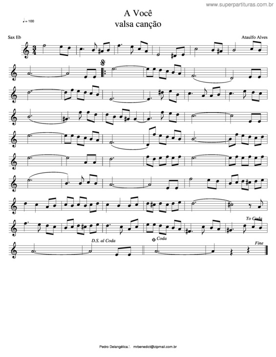 Partitura da música A Você v.2