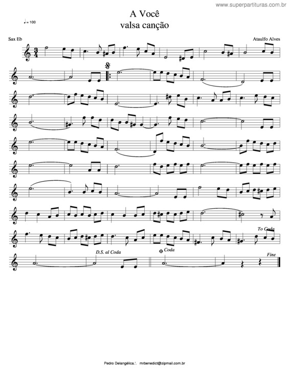 Partitura da música A Você v.2