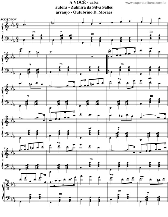 Partitura da música A Você v.6