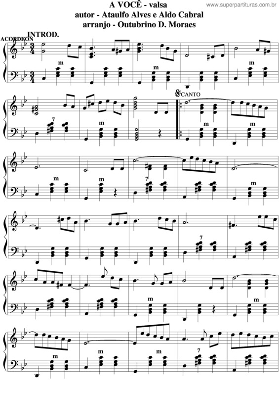 Partitura da música A Você v.7