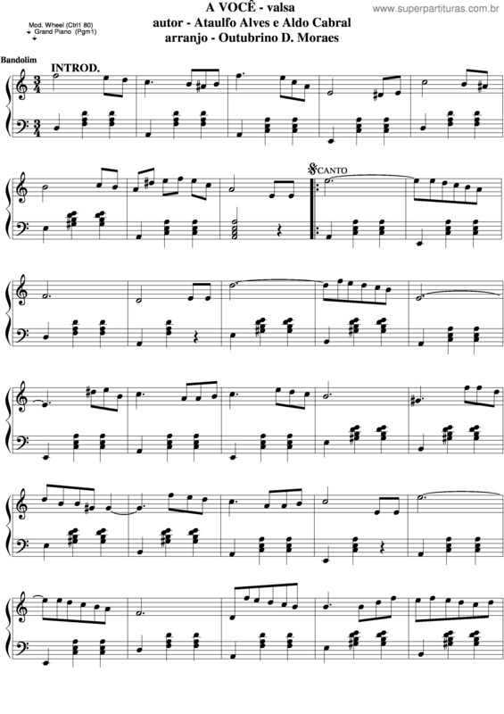 Partitura da música A Você v.9