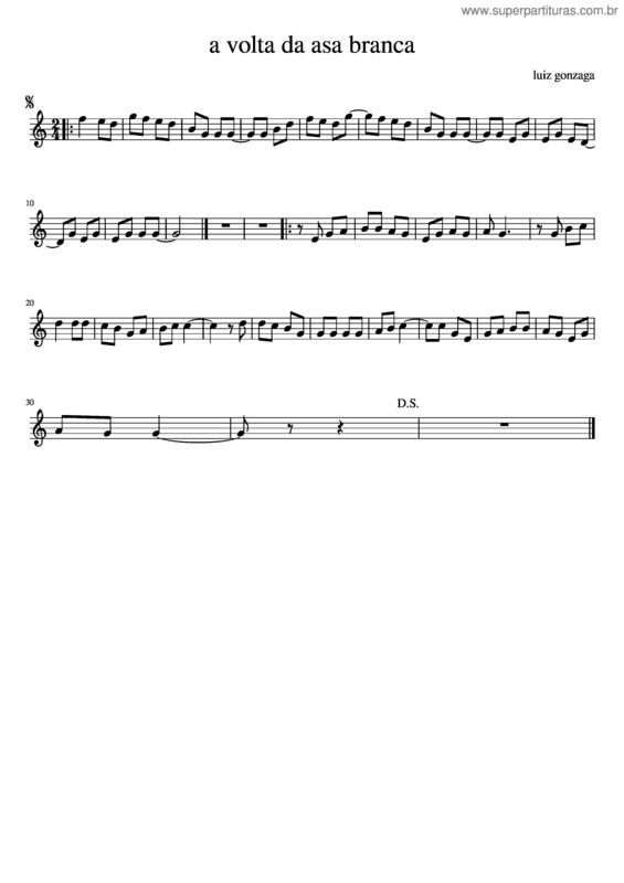 Partitura da música A Volta Da Asa Branca v.2