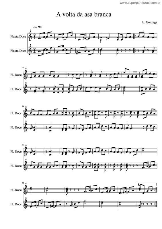 Partitura da música A Volta Da Asa Branca v.3