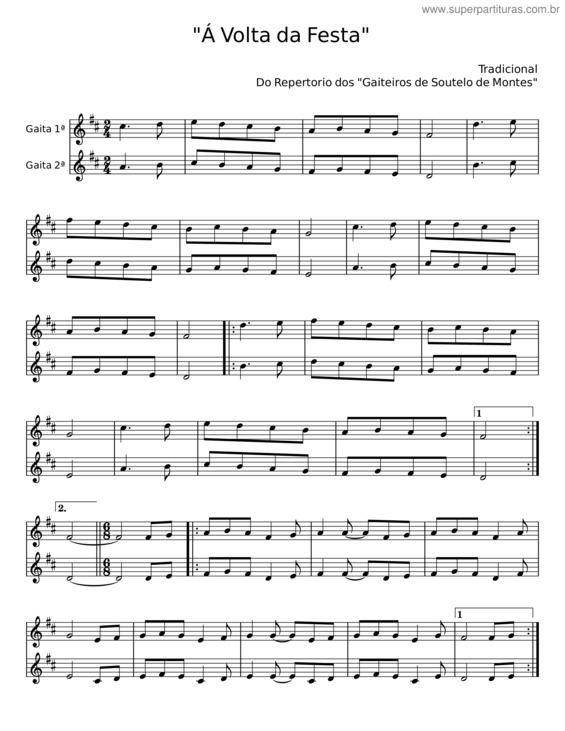 Partitura da música Á Volta Da Festa