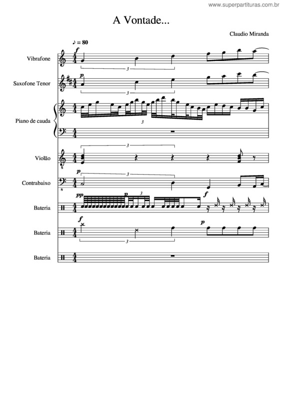 Partitura da música A Vontade...