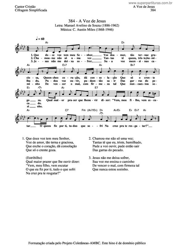 Partitura da música A Voz De Jesus v.2