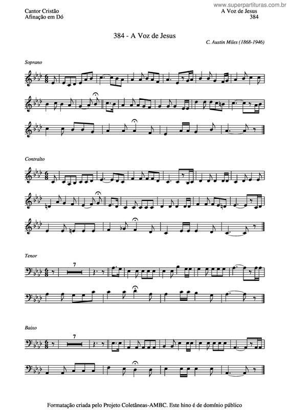 Partitura da música A Voz De Jesus v.3