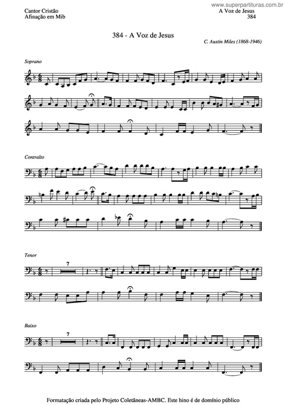 Partitura da música A Voz De Jesus v.6