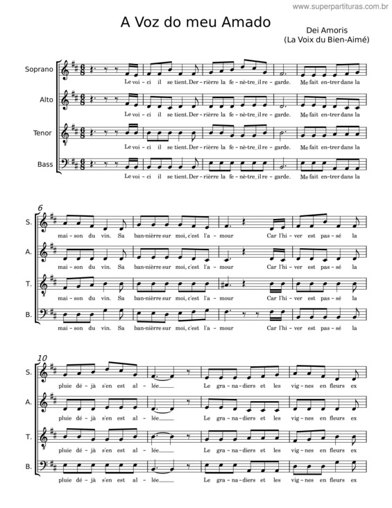 Partitura da música A Voz Do Meu Amado – Dei Amoris Cantores – Dac