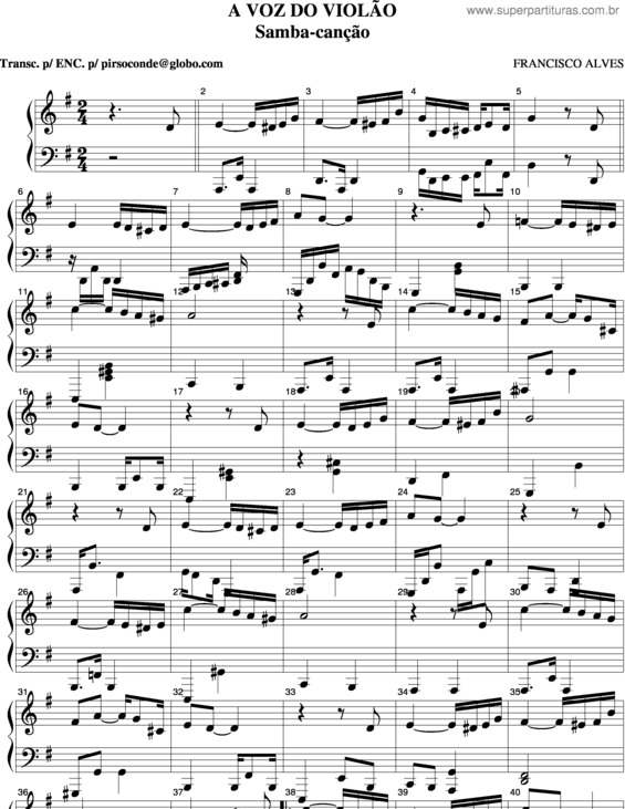 Partitura da música A Voz Do Violão v.2