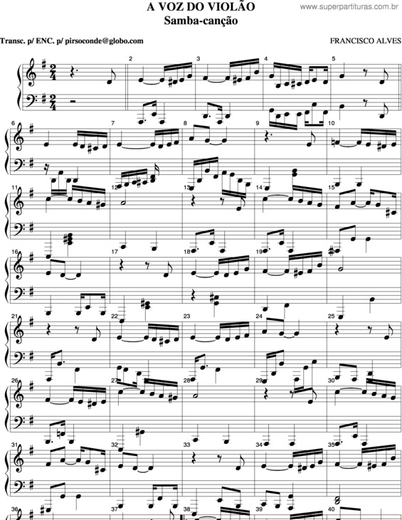 Partitura da música A Voz Do Violão v.2