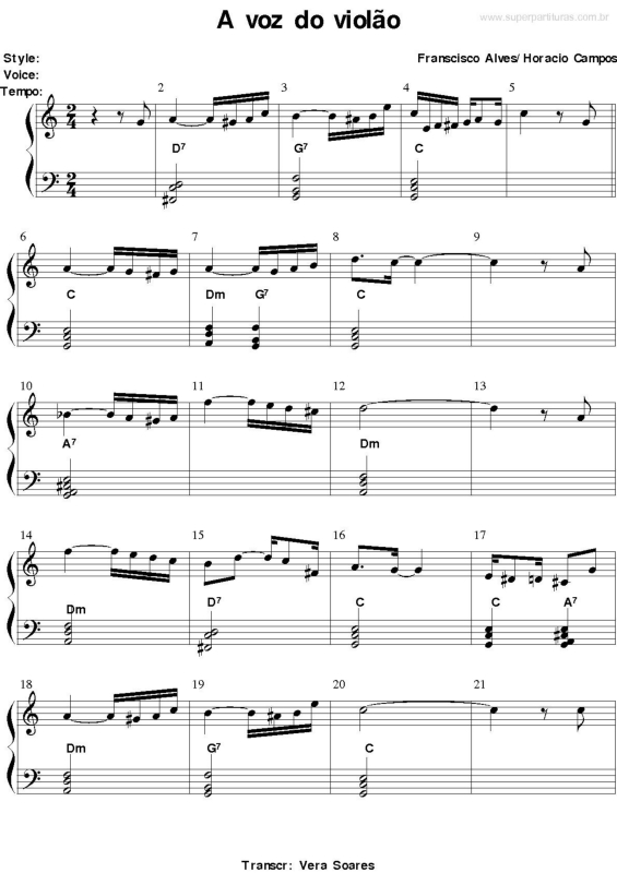 Partitura da música A Voz Do Violão