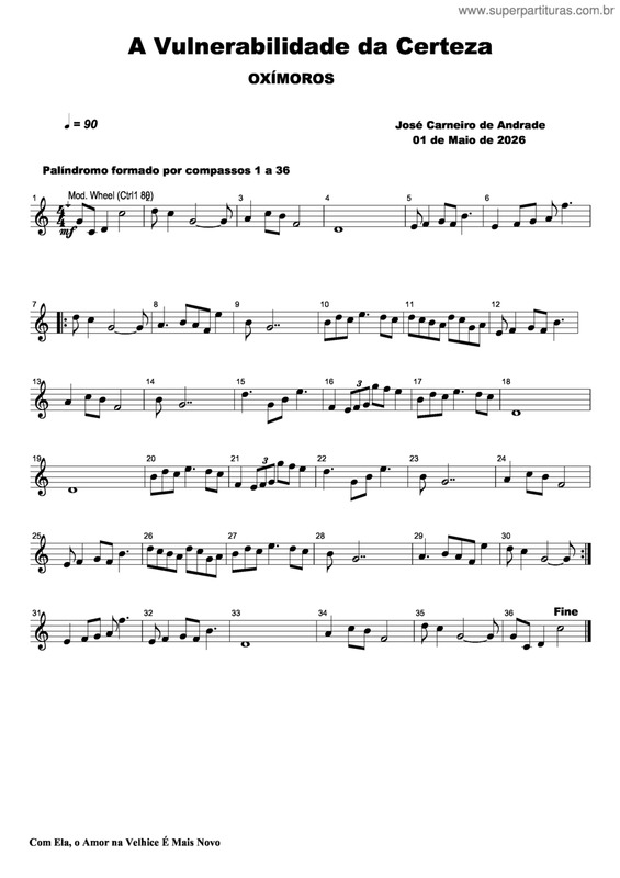 Partitura da música A Vulnerabilidade Da Certeza