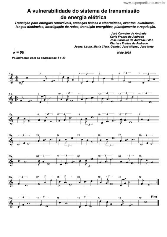 Partitura da música A Vulnerabilidade Do Sistema De Transmissão De Energia Elétrica