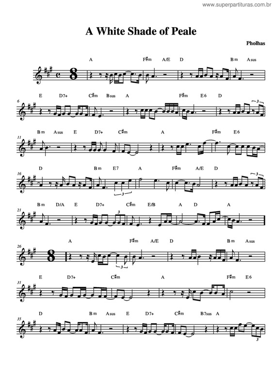 Partitura da música A White Shade Of Peale v.2