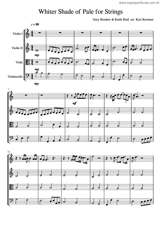 Partitura da música A Whiter Shade Of Pale – Gary Booker & Keith Reid Whiter Shade Of Pale For Strings