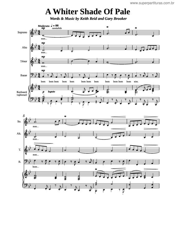 Partitura da música A Whiter Shade Of Pale – Gary Booker & Keith Reid