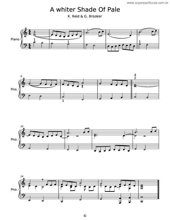 Partitura da música A Whiter Shade Of Pale – K Reid;G Brooker v.2