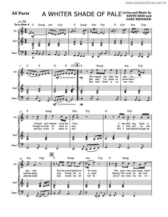 Partitura da música A Whiter Shade Of Pale – K Reid;G Brooker