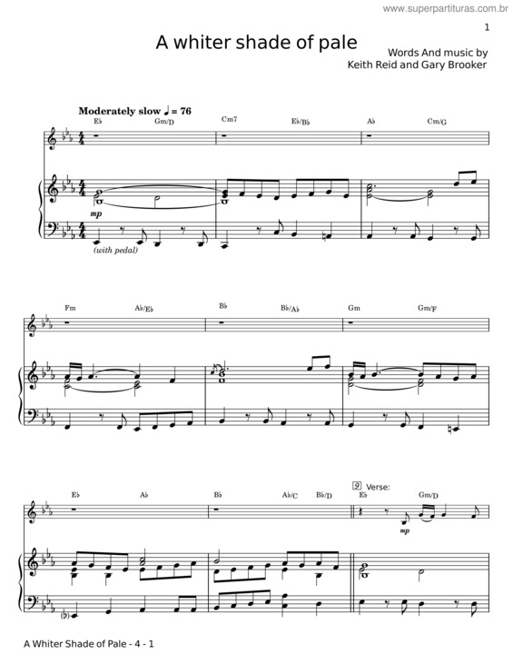 Partitura da música A Whiter Shade Of Pale – Keith Reid & Gary Brooker v.4