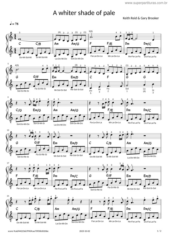 Partitura da música A Whiter Shade Of Pale – Procol Harum A Whiter Shade Of Pale v.3