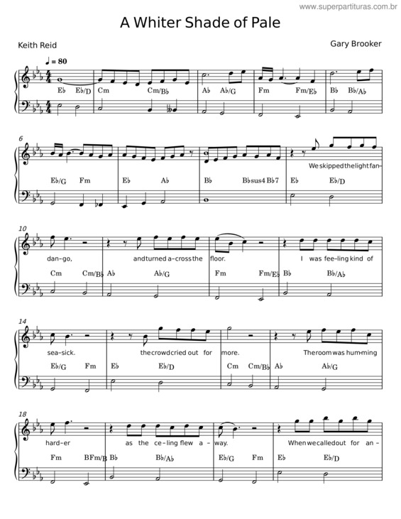Partitura da música A Whiter Shade Of Pale – Procol Harum v.13