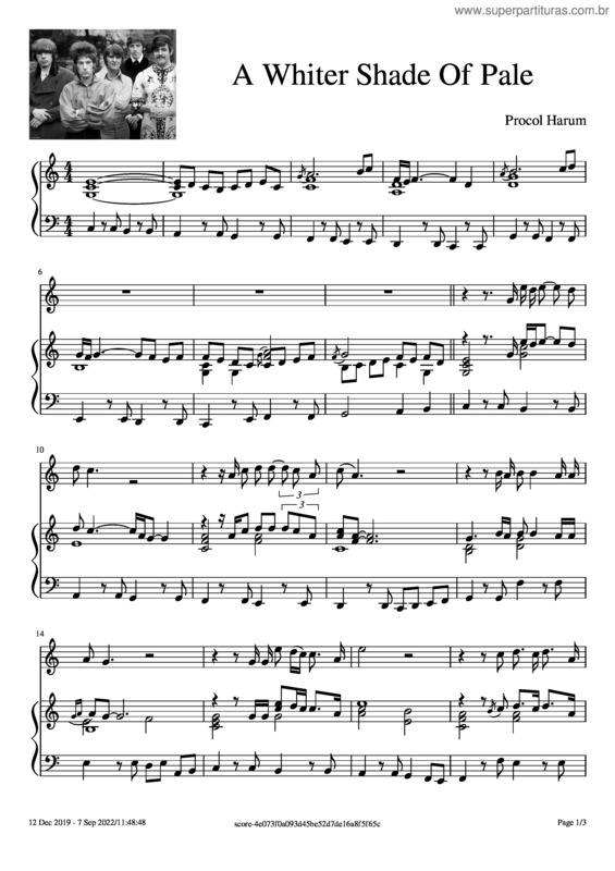 Partitura da música A Whiter Shade Of Pale – Procol Harum v.3